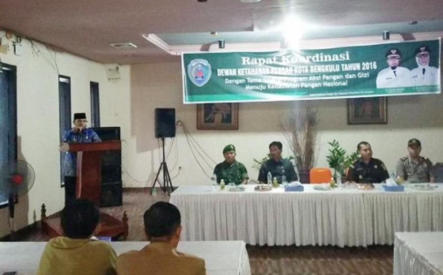 Badan ketahanan Pangan dan Pelaksana Penyuluhan Kota Bengkulu (BKP3) menggelar rapat koordinasi (rakor) Dewan Ketahanan Pangan (DKP) tahun 2016