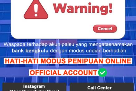 Himbauan Bank Bengkulu Tentang Modus Penipuan Online