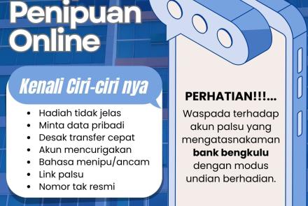 Himbauan Bank Bengkulu Tentang Waspada Modus Penipuan Online