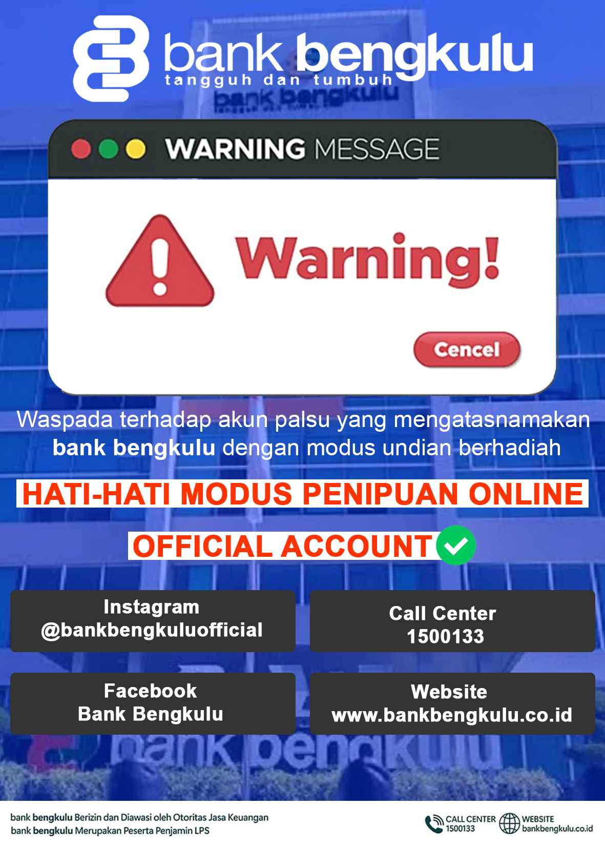 Himbauan Bank Bengkulu Tentang Modus Penipuan Online