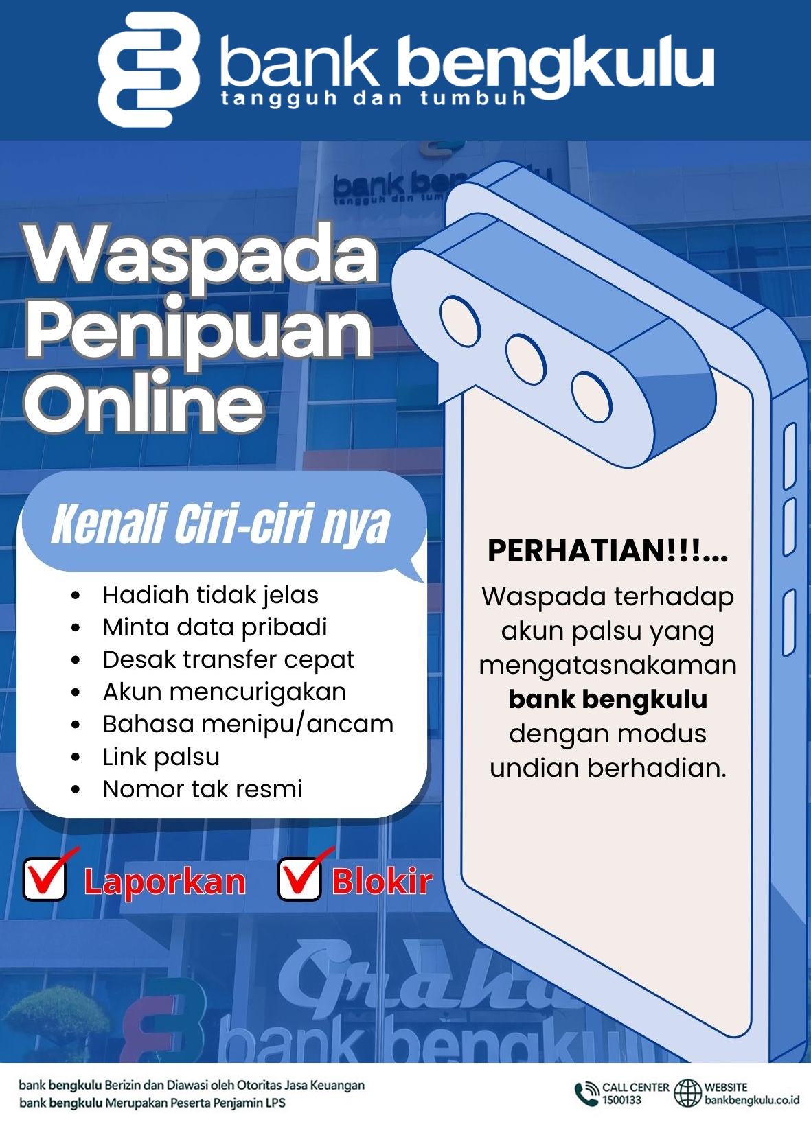 Himbauan Bank Bengkulu Tentang Waspada Modus Penipuan Online