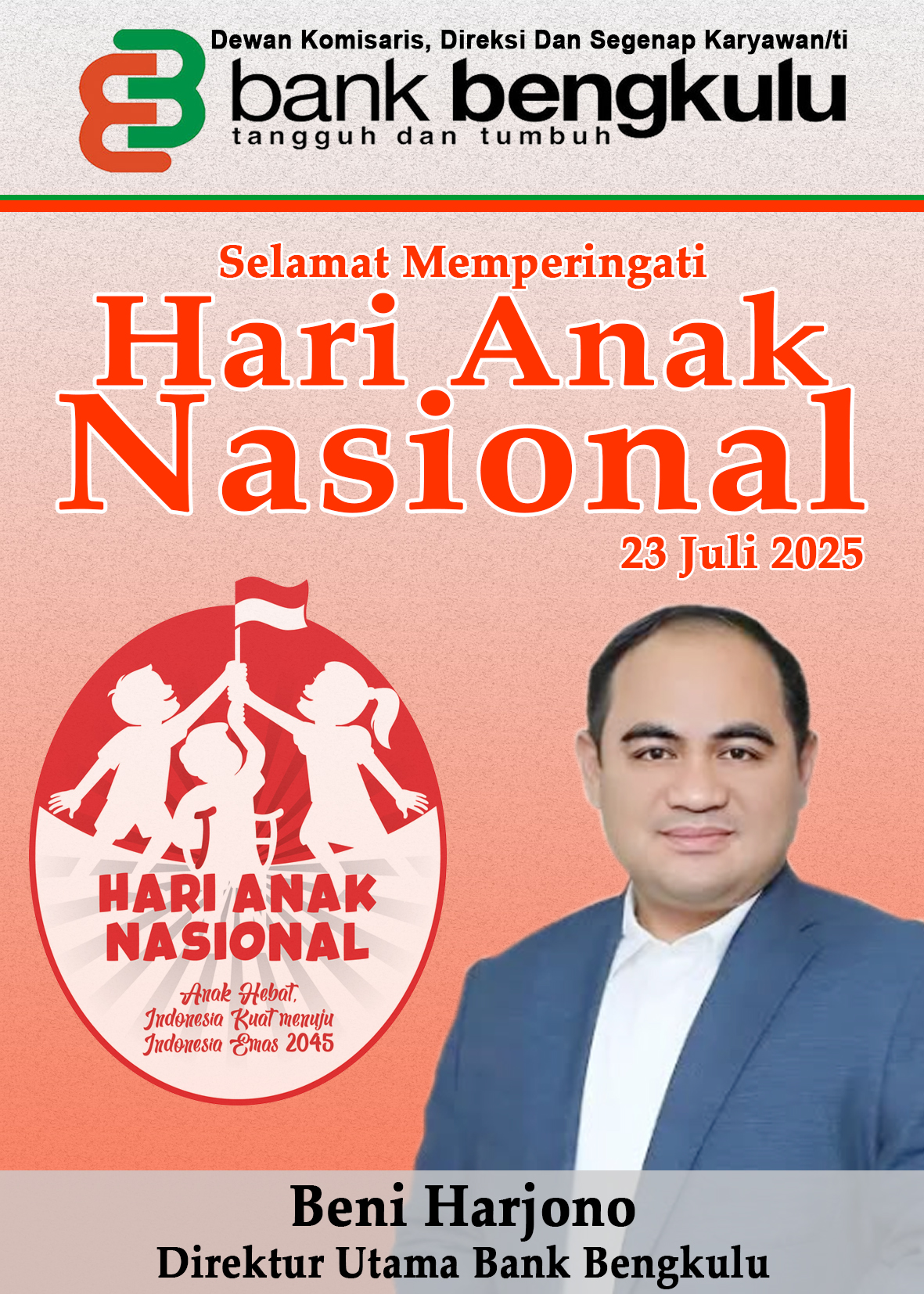 Ucapan Hari Anak Nasional 2025 Bank Bengkulu