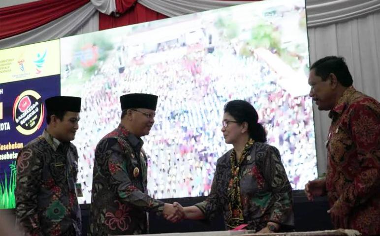 Menkes Nila saat menghadiri Rakerkesda di Bengkulu
