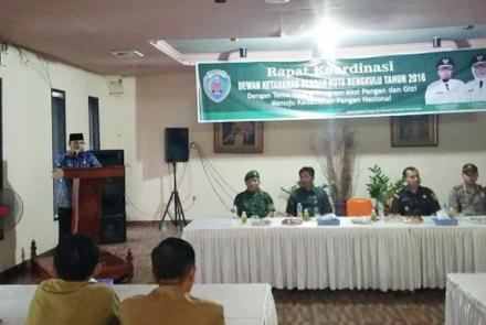 Badan ketahanan Pangan dan Pelaksana Penyuluhan Kota Bengkulu (BKP3) menggelar rapat koordinasi (rakor) Dewan Ketahanan Pangan (DKP) tahun 2016